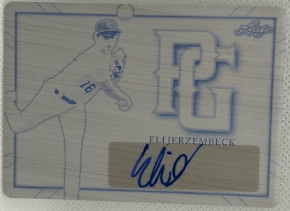 ELI JERZEMBECK 2021 Perfect Game National Showcase AUTO PRINTING PLATE SP 1/1 of