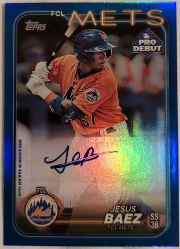 JESUS BAEZ 2024 Topps Pro Debut RC AUTO BLUE FOIL REFRACTOR SP #075/150 FCL Mets
