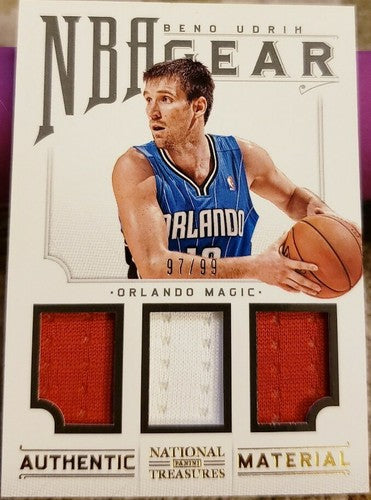 BENO UDRIH 2012-13 Panini National Treasures NBA Gear Triple Game Used Jersey 99