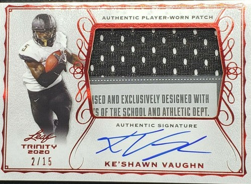 Ke'SHAWN VAUGHN 2020 Leaf Trinity DUAL AUTO JUMBO JERSEY LAUNDRY TAG PATCH #2/15