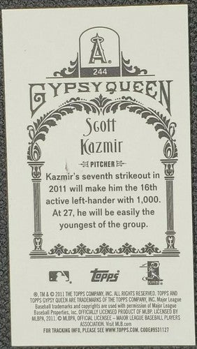SCOTT KAZMIR 2011 Topps Gypsy Queen MINI PRINTING PLATE #1/1 Angels Giants Rays