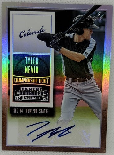 TYLER NEVIN 2015 Panini Contenders RC Championship Ticket AUTO SP 1/1 Rockies of