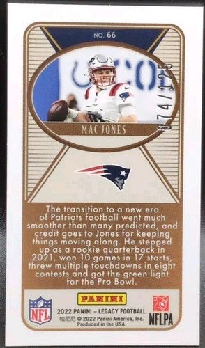MAC JONES 2022 Panini Legacy Premium MINI ORANGE SP #74/125 Patriots Jaguars #66