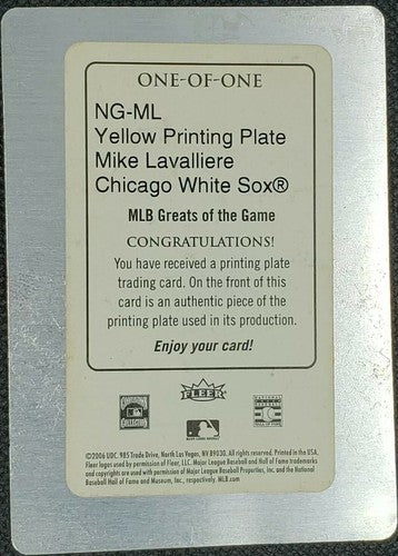 MIKE LaVALLIERE 2006 Fleer Greats of the Game Nickname PRINTING PLATE 1/1 Spanky