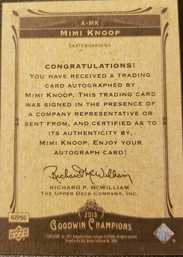 MIMI KNOOP 2013 Goodwin Champions AUTO Women's Skateboarding Olympics X Games SP