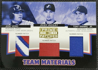 Jose VIDRO Javier VAZQUEZ Tony ARMAS 2005 Prime Patches TRIPLE NUMBER /150 Expos