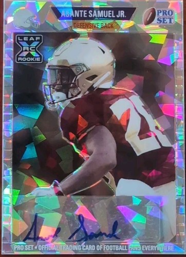 ASANTE SAMUEL JR. 2021 Leaf Pro Set AUTO SILVER CRACKED ICE SP #/10 Chargers FSU