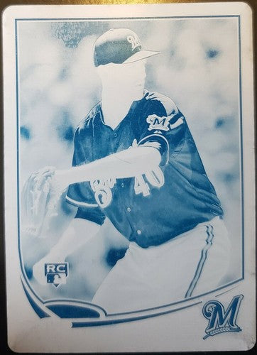 JOHNNY HELLWEG 2013 Topps Update Series Cyan PRINTING PLATE SP #1/1 of 1 Brewers