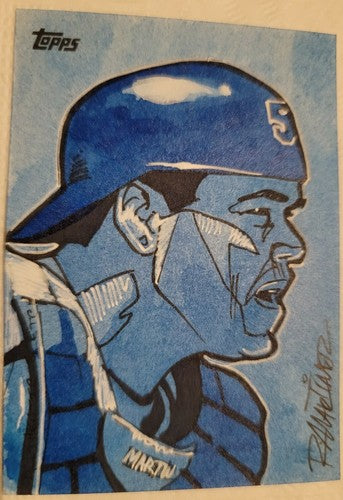 RUSSELL MARTIN 2009 Topps Sketch Art Randy Martinez Artist AUTO SP #1/1 Dodgers