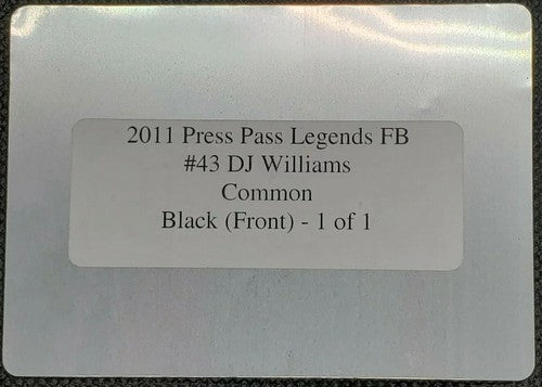 D. J. WILLIAMS 2011 Press Pass Legends Rookie RC PRINTING PLATE #1/1 Packers DJ