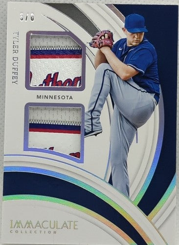 TYLER DUFFEY 2022 Panini Immaculate DUAL Jersey LAUNDRY TAG LOGO PATCH #/6 Twins