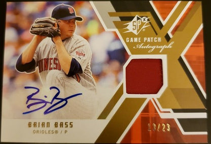 BRIAN BASS 2009 Upper Deck SPx Game Used DUAL Jersey PATCH AUTO Autograph SP /23