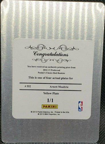 ARNETT MOULTRIE 2012-13 Preferred Panini's Choice PRINTING PLATE #1/1 Sixers of