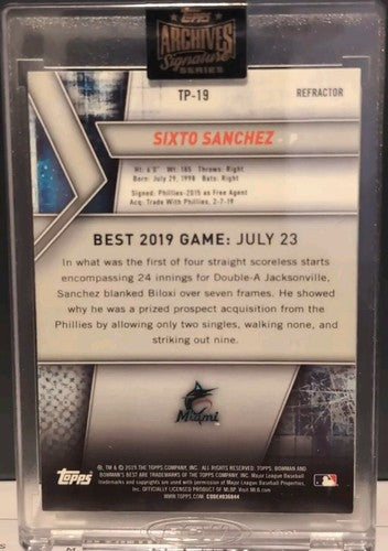 SIXTO SANCHEZ 2022 Topps Archives Signature 2019 Bowman's Best AUTO #1/1 Marlins