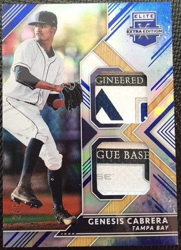 GENESIS CABRERA 2018 Panini Elite Extra DUAL Jersey LAUNDRY TAG PATCH SP /5 Rays