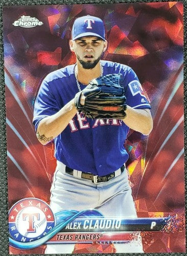 ALEX CLAUDIO 2018 Topps Chrome Sapphire Edition RED REFRACTOR SP #07/10 Rangers