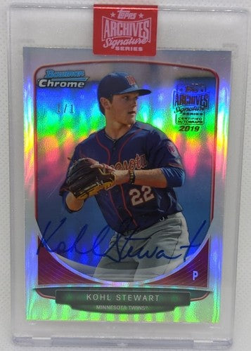 KOHL STEWART 2019 Topps Archives 2013 Bowman Chrome Refractor AUTO SP #1/1 Twins