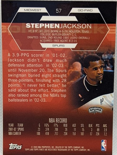 STEPHEN JACKSON 2002-03 Topps Finest National Sports Convention NSCC #1/1 Spurs
