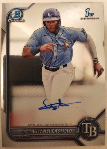 ESTANLI CASTILLO 2022 Topps Bowman Chrome RC Prospect 1st AUTO Tampa Bay Rays SP