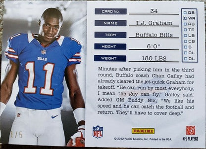 T.J. GRAHAM 2012 Panini Playoff Prestige The National Parallel #1/5 TJ EBAY 1/1