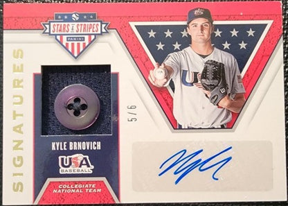 KYLE BRNOVICH 2019 Panini USA Stars & Stripes DUAL AUTO Jersey BUTTON PATCH #5/6