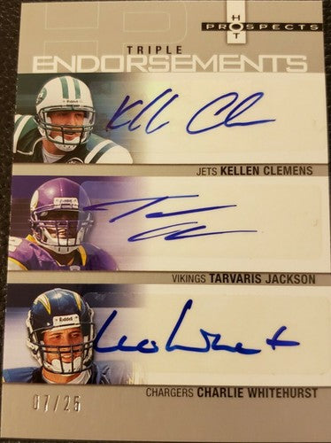 Charlie WHITEHURST Tarvaris JACKSON CLEMENS 2006 Hot Prospects Triple AUTO #7/25