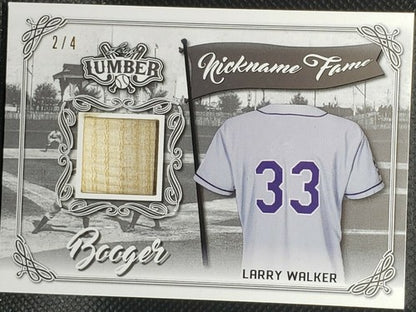 LARRY WALKER 2021 Leaf Lumber Nickname GAME USED BAT PATCH SP #/4 Expos Rockies