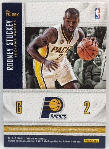 RODNEY STUCKEY 2015-16 Panini Threads DUAL AUTO Jersey PATCH #/25 Pacers Pistons