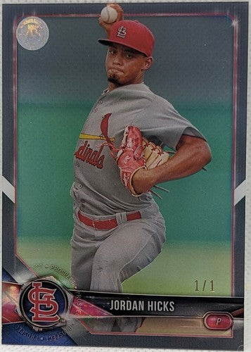 JORDAN HICKS 2018 Topps Bowman High Tek Prospect Black Galactic Diffractor #1/1