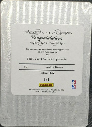 ANDREW BYNUM 2012-13 Panini Gold Standard PRINTING PLATE 1/1 Sixers 76ers Lakers