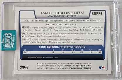 PAUL BLACKBURN 2024 Topps Archives 2012 1st Bowman AUTO SP /9 Athletics A's Cubs