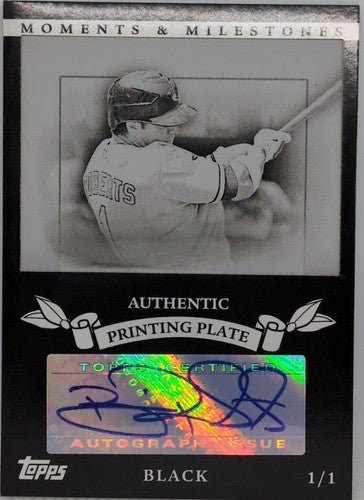 BRIAN ROBERTS 2007 Topps Moments & Milestones AUTO PRINTING PLATE SP 1/1 Orioles