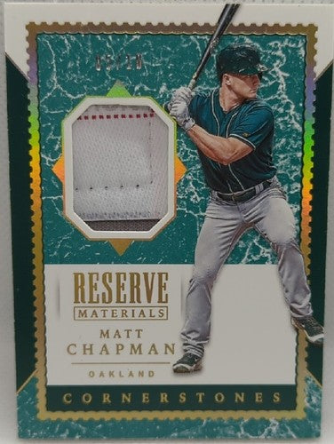 MATT CHAPMAN 2019 Panini Chronicles Jersey LAUNDRY TAG PATCH #5/10 A's Blue Jays