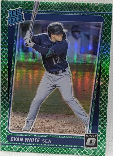 EVAN WHITE 2021 Donruss Optic Rated RC Dragon Scale Prizm SP /88 Mariners Angels