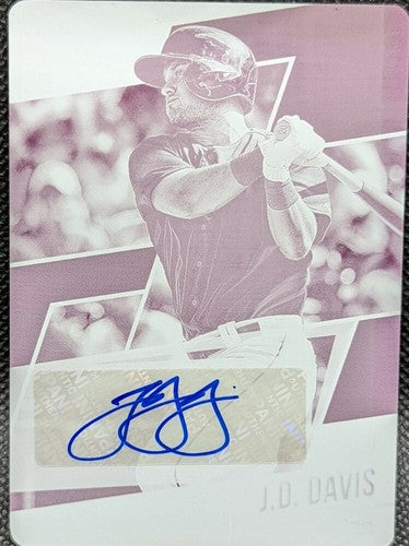 J. D. DAVIS 2018 Panini Prestige RC DUAL AUTO PRINTING PLATE #1/1 Astros Mets JD