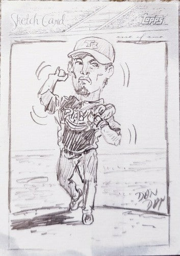 JAMES SHIELDS 2008 Topps Authentic Sketch Art SP #1/1 Artist AUTO TB Rays of