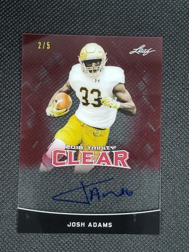 JOSH ADAMS 2018 Leaf Trinity Clear Red Parallel Rookie RC AUTO SP /5 Eagles Jets