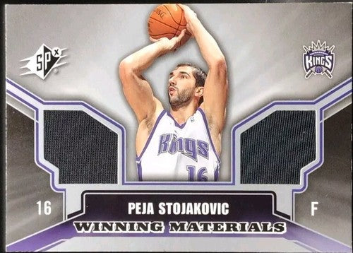 PEJA STOJAKOVIC 2005-06 SPx Winning Materials DUAL JERSEY Warm-Up Kings Hornets