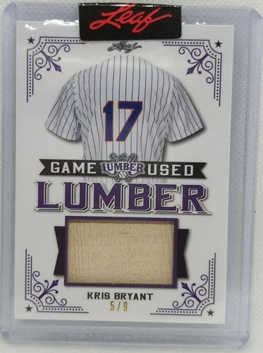 KRIS BRYANT 2021 Leaf Lumber JUMBO Game Used BAT Relic Patch SP #/9 Cubs Rockies