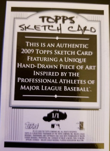 B.J. UPTON 2009 Topps SKETCH Card SP #1/1 of 1 Tampa Bay Devil Rays Artist AUTO