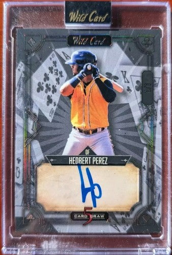 HEDBERT PEREZ 2023 Wild Card 5 Draw RC AUTO BLACK RAINBOW FOIL SP 1/1 Brewers of