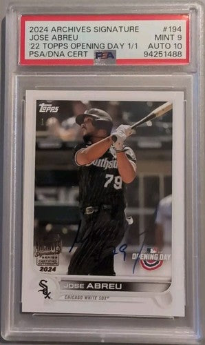 JOSE ABREU 2024 Topps Archives 2022 AUTO SP 1/1 White Sox Astros PSA Graded 9/10