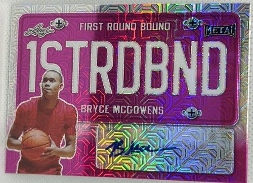 BRYCE McGOWENS 2021-22 Leaf Metal First Round Bound RC AUTO Pink SP #/10 Hornets