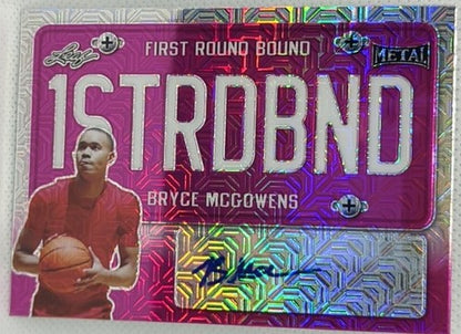 BRYCE McGOWENS 2021-22 Leaf Metal First Round Bound RC AUTO Pink SP #/10 Hornets