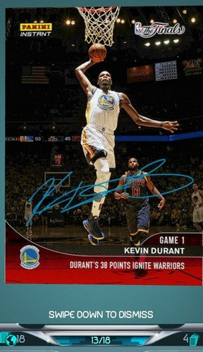 KEVIN DURANT 2016 Panini Dunk Instant Signatures Finals DIGITAL AUTO SP #13/18