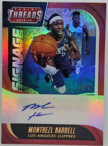 MONTREZL HARRELL 2018-19 Panini Threads Signage AUTO Gold SP #5/5 Clippers 76ers