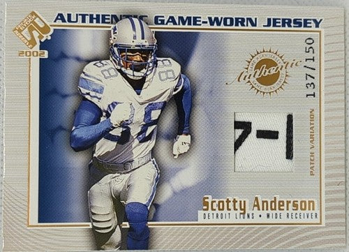 SCOTTY ANDERSON 2002 Pacific Private Stock Jersey LAUNDRY TAG PATCH #/150 Lions