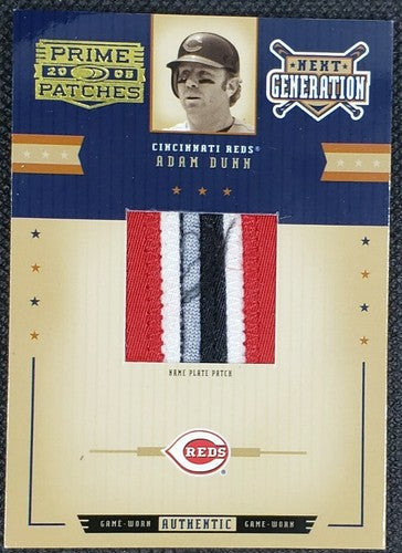 ADAM DUNN 2005 Prime Patches Game Used Worn Jersey NAME PLATE PATCH SP #/29 Reds