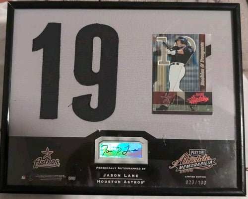 JASON LANE 2002 Absolute Signing Bonus AUTO JERSEY NUMBER PATCH SP #/100 Astros