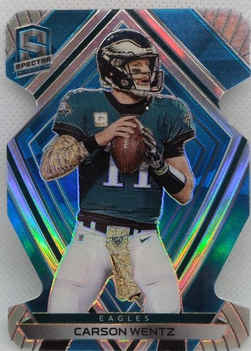 CARSON WENTZ 2020 Panini Spectra Die-Cut BLUE REFRACTOR PRIZM SP #01/50 Eagles